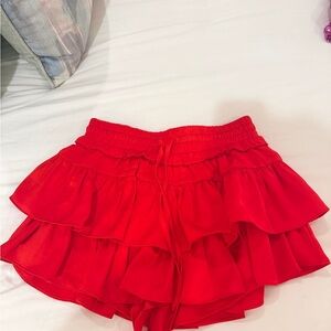 Vibrant Red Ruffled Women's Skort